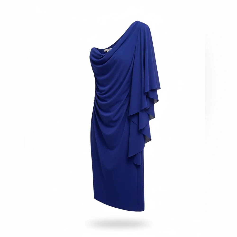 Ralph Lauren One Shoulder Blue Dress Size 14 - Picture 2 of 5